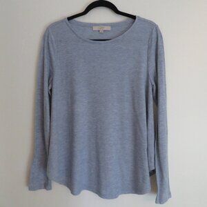LOFT Ann Taylor | Size Large | Light Blue Long Sleeve Ribbed Henley Shirt Top